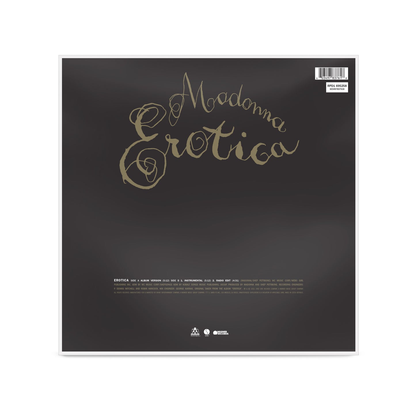 MADONNA ‘EROTICA’ 12” PICTURE DISC