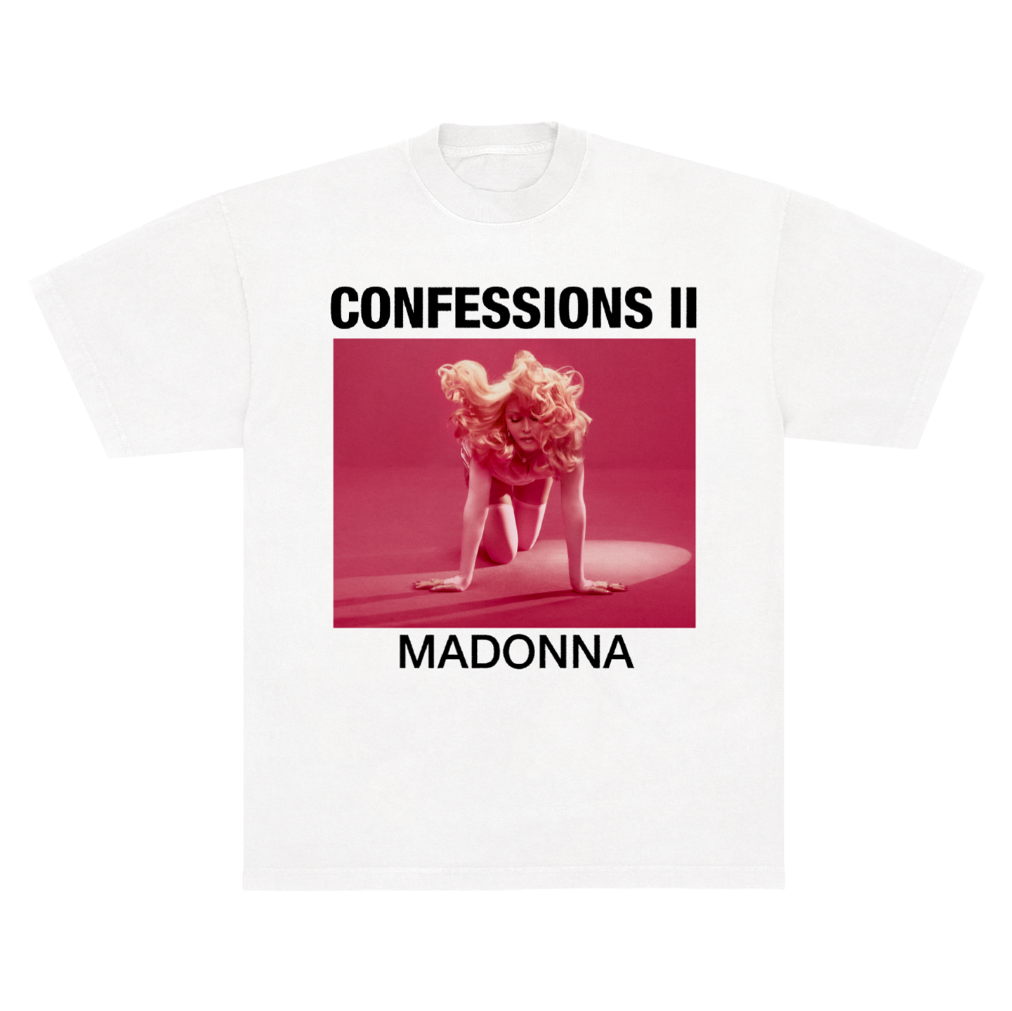 white tee with confessions ii pride album cover on the front